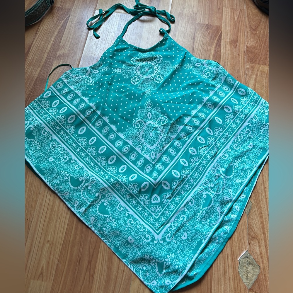 Teal Paisley bandana Halter Top